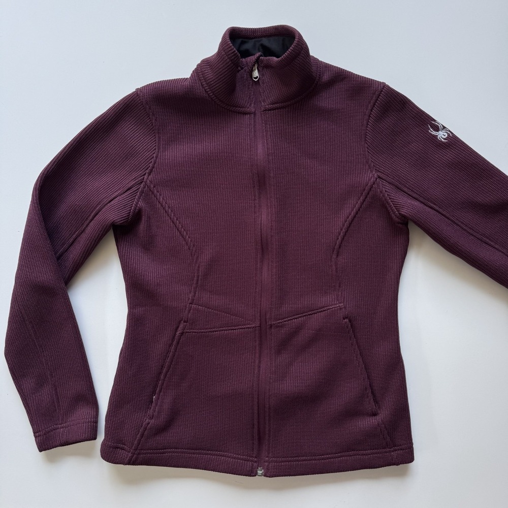 SPYDER Endure Full Zip Mid Weight Fleece Jacket Womens Small Maroon‎ Purple Knit